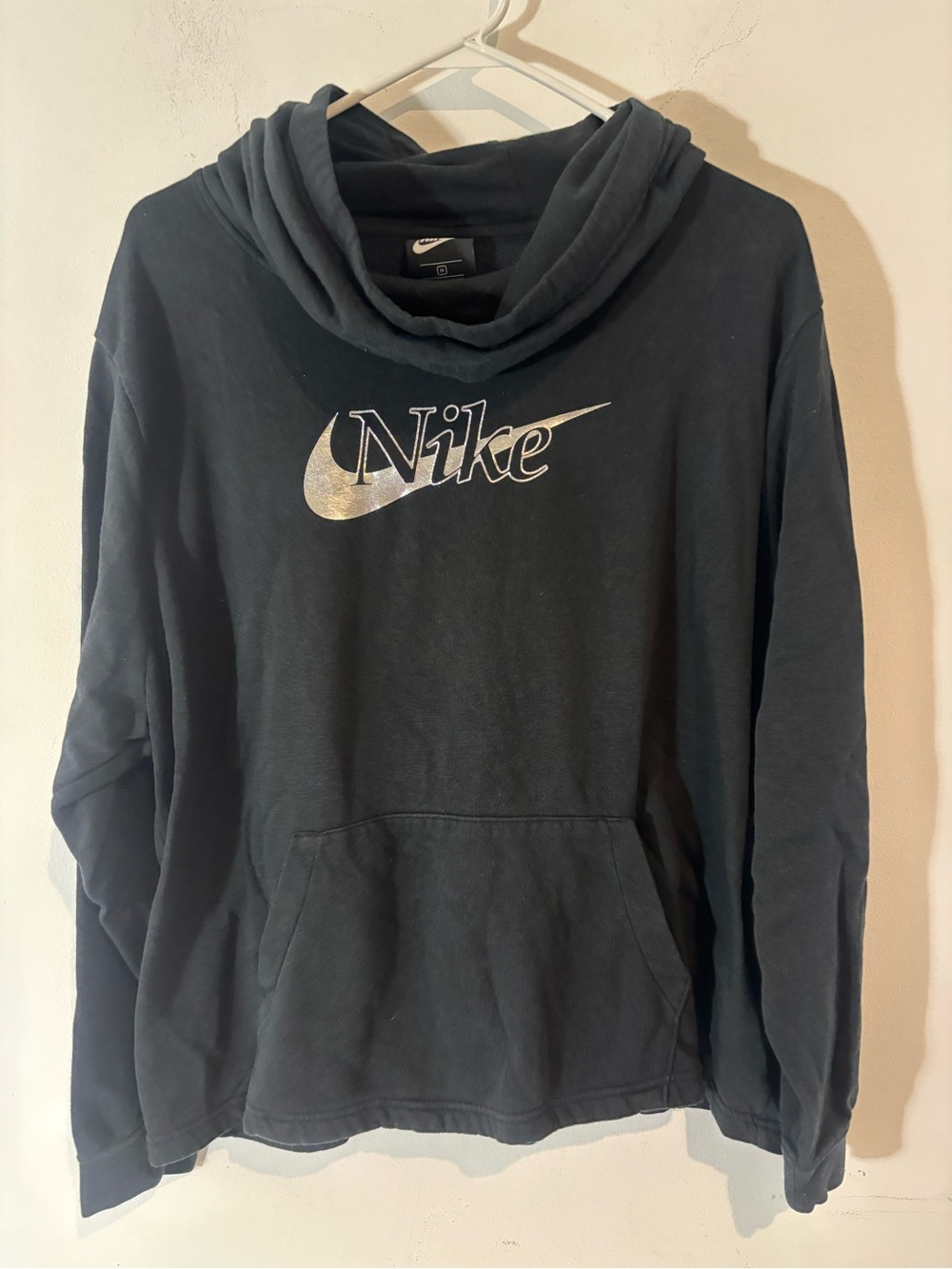 Nike Women 1X Black Cowl Neck Hoodie Casual Loungewear Comfy C10
